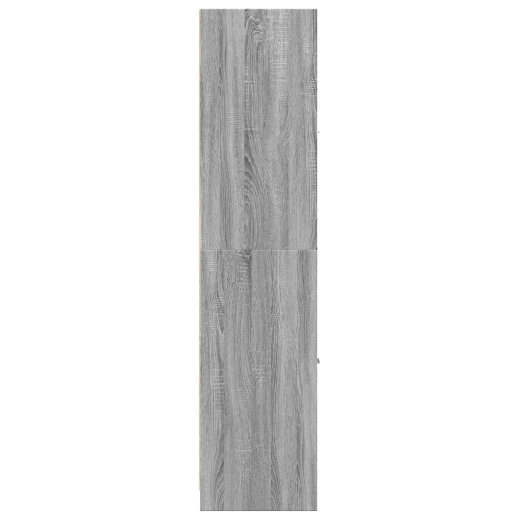 Apothekerschrank Grau Sonoma Holzwerkstoff 30x41x174,5 cm mit 4 Schubladen und viel Stauraum für Büro Wohnzimmer Küche vielseitiger Mehrzweckschrank mit Griff und Metallschienen