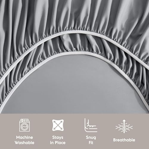 Image of Nestl Extra Deep Queen Sheet Set - 6 Piece Breathable & Cooling Sheets - Hotel Luxury Bedding Set w /18-24 Inch Deep Pockets - Easy & Secure Fit - Super Soft, Wrinkle Free & Comfy - Grey