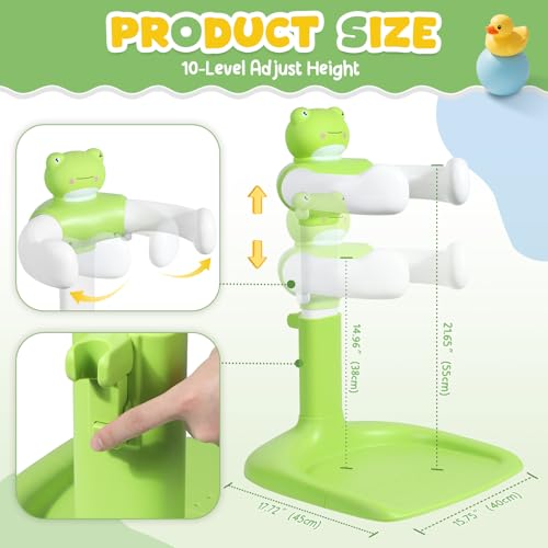 Image of Orzbow Baby Bath Stand, Adjustable Height Baby Shower Stand, Toddler Shower Standing Support with Non-Slip Base for Infant 6-36 Months, Easy-Use, Ideal Gift, Green
