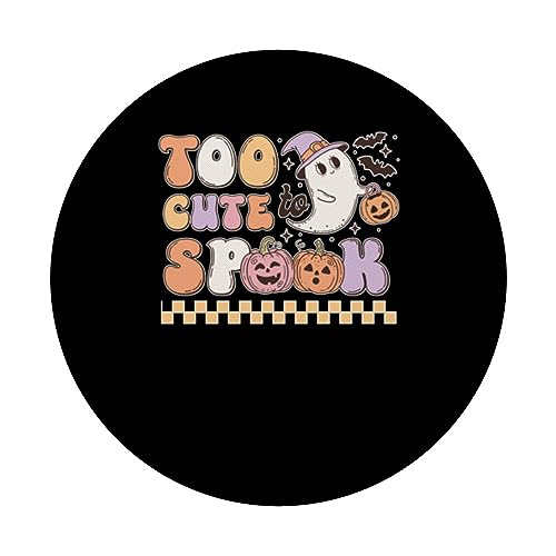 To Cute To Spook Spooky Halloween Creepy Ghostly Design PopSockets Swappable PopGrip, Black - Image 3