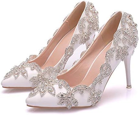 DEAR-JY Women's bridal shoes, 9 cm, simple size, rhinestone high heel,  female stiletto, lace wedding shoes, evening dress shoes : Amazon.de:  Fashion