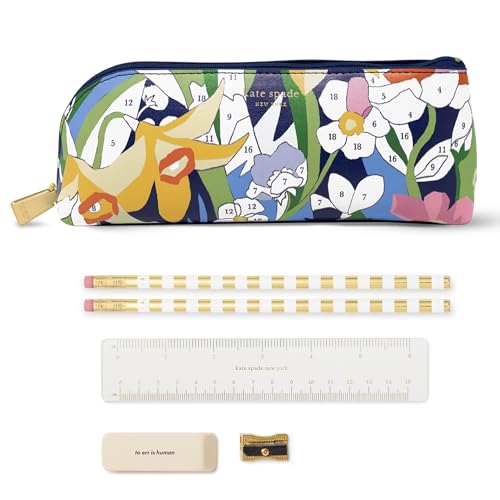 kate spade new york Estojo Para Caneta E Lápis Com Material De Escritório, Bolsa Zíper Inclui 2 Lápis, Apontador, Borracha, Régua, Pinte Por Números