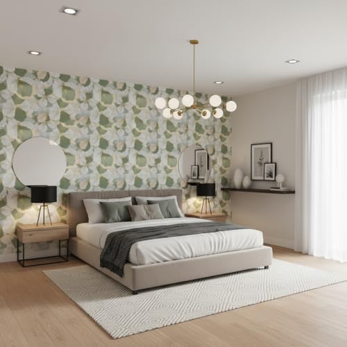 Image of Green Floral Wallpaper for Walls | Peel and Stick Self Adhesive Wall Sticker | Waterproof PVC Vinyl Decorative Wall Decor for Home, Living Room, Bedroom & Office (45x300 cm)