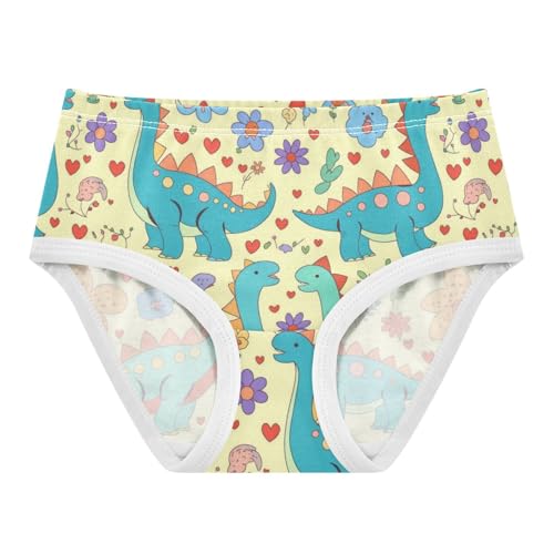 Wusikd Cute Dinosaurs Girls' Underwear Cotton Hearts Flowers Girls Briefs Soft Toddler Underwear 2T