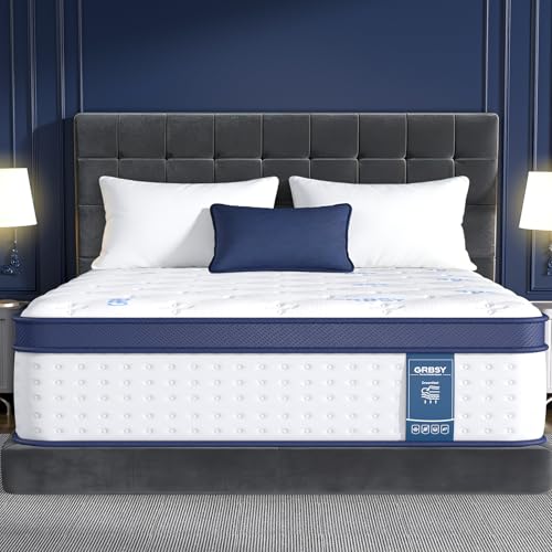 14 Inch Queen Mattress, Upgraded 7-Zoned Support Hybrid Queen Size Mattress In A Box with Cooling Gel Memory Foam & Pocket Coils for Back Pain Relief, Assembled in USA, Motion Isolation, Medium Firm