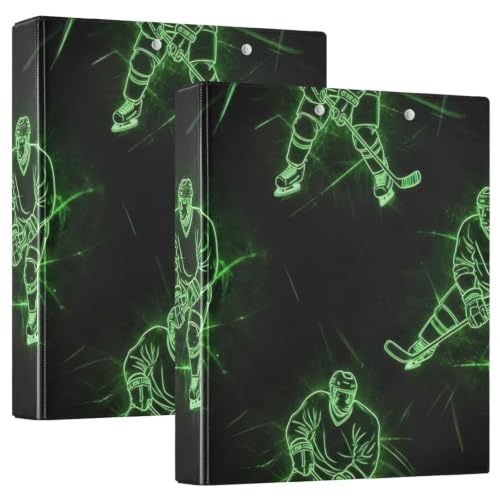 Classeur à trois anneaux vert hockey avec porte-bloc rigide intégré ex2