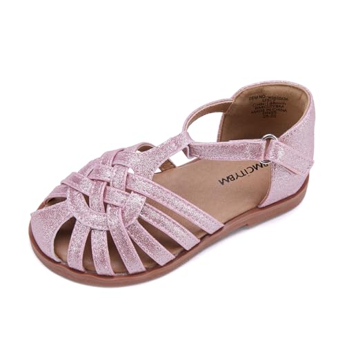 BMCiTYBM Toddler Girls Sandals Closed Toe Princess Flat Shoes Summer Glitter Dressy Sandals