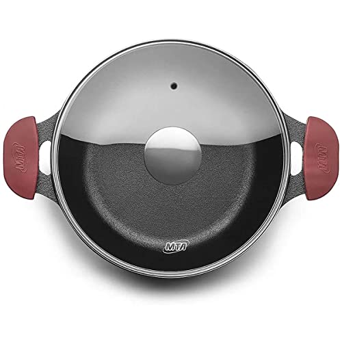 MTA CACAROLA COM TAMPA DE VIDRO FORNO FOGAO FERRO FUNDIDO N°22/3,0L - ALCAS DE SILICONE