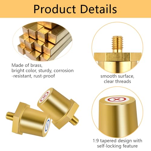 Messing Batteriepol Adapter Set, Gewinde-Anschlüsse, robust und korrosionsbeständig, Schnellmontage Batterieklemmen, Batteriepol-Adapter für Lithium-Autobatterien(1 Paar) (AG:M6)