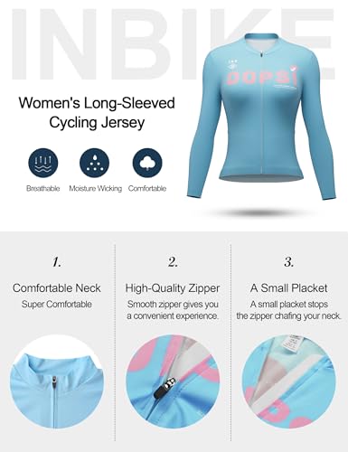 INBIKE Maillot Ciclista Bici Ciclismo Mujer Carretera Ropa Ciclismo Verano Manga Larga con 3 Bolsillos Transpirable Secado rápido Ciclismo Azul S - imagen 5