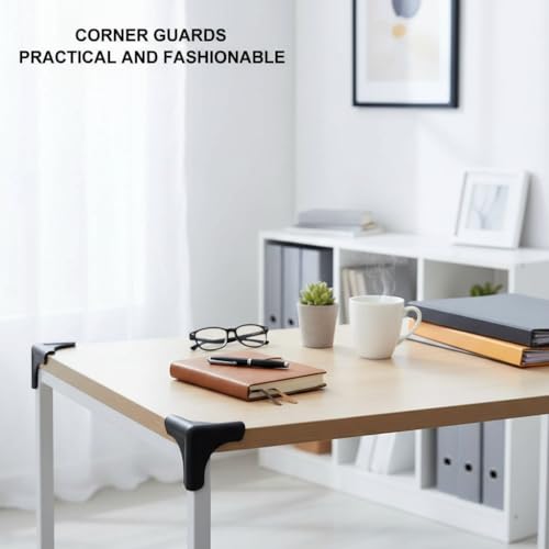 Image of 4 Pack Range Hood Sharp Edge Protectors - Heat Resistant Silicone Corner Guards for Kitchen Cabinets, Glass Tables & Furniture - Proofing Safety Bumper with Upgraded Adhesive, Black