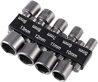 ZOJI 9PCS 5-13mm Imperial Socket Nut Impact Driver Adapter Drill Bits 1/4 Inch Hex Shank Tool Set Nut Driver Socket Bit Set