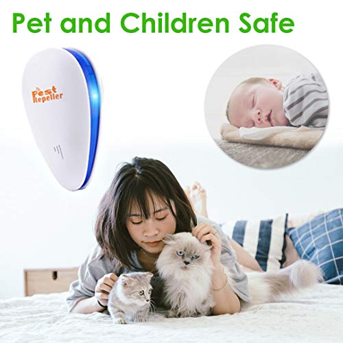 Ultrasonic Pest Repeller 6 Pack,2020 Newest Pest Repellent,Pest Control Set of Electronic Plug in Repellent Indoor for Flea, Mosquitoes, Mice, Spiders, Ants, Roaches, Non-Toxic, Humans & Pets Safe