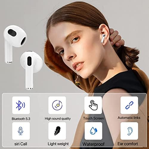 Cslada Wireless Earphones, Earbuds Bluetooth Headphones 5.3,3D Hi-Fi Stereo Noise Cancelling Headphones,30H Playtime Bluetooth Headphones With Fast Charging Case for Airpods/iPhone