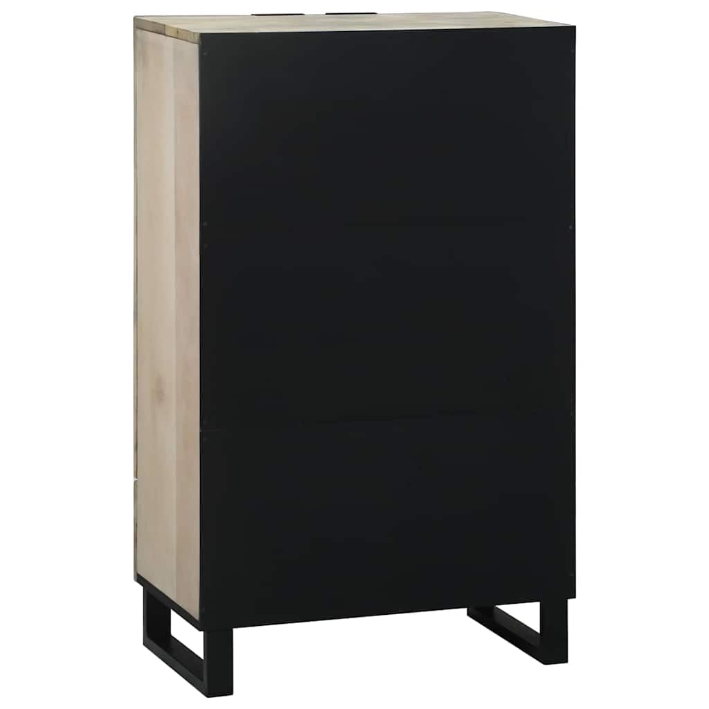 Générique Credenza Legno Mango Massiccio Bianco E Nero | Vasellame spazioso da parete per salotto o sala da pranzo