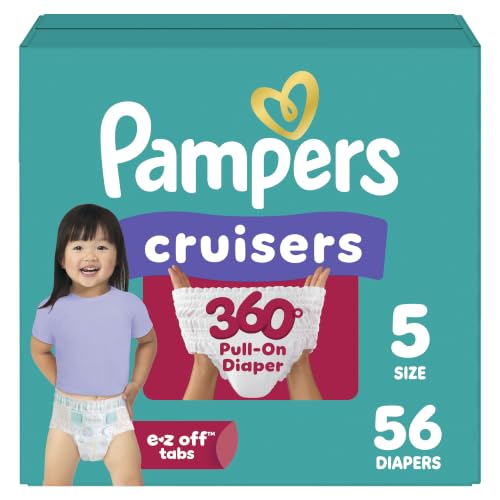 Image of Pampers Diapers - Cruisers 360 - Size 5, 56 Count, Babyproof up to 100% Leakproof Pull-On Diaper