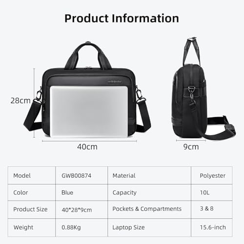 Image of Arctic Hunter Laptop Bag for Men Women 2 in 1 Office Sling Hand Bag with 15.6 inch Laptop Pocket Multiple Compartments Detachable Shoulder Strap Shockproof Water-resistant Briefcase (Blue)