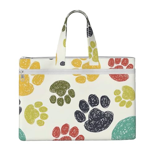 gvndaa Bonita bolsa de lona con estampado de huellas de perro, para hombres y mujeres, gran capacidad, almacenamiento de documentos, oficina, compras