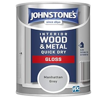 Johnstone's - Wood & Metal Paint - Gloss Finish - Manhattan Grey - 750ml - Water Based - Non Drip & Quick Drying - Radiator Paint - Low Odour - Dry in 1-2 Hours - 8m2 Coverage per Litre
