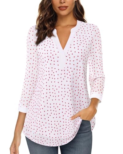 Image of Timeson Women's Short Sleeve V Neck Blouses Shirts Floral Double Layers Mesh Tunics Tops