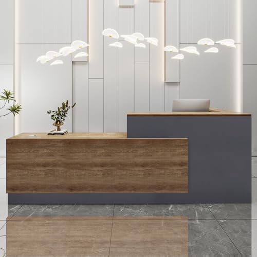 Reception Desk with Counter – Large Wooden Reception Station with Lockable Drawers & Storage Cabinet
