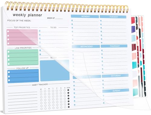 Weekly To Do List Notepad, 8.5"x11" Desk Planner, Blue