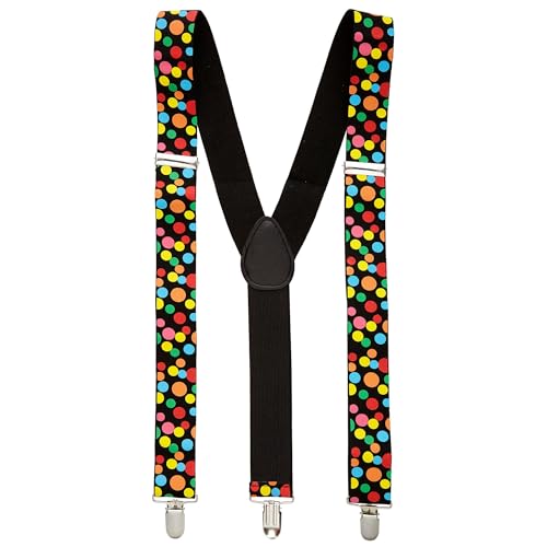 W WIDMANN MILANO Party Fashion - Konfetti Hosenträger bunt gepunktet verstellbar mit Clips Kostüm Zubehör für Karneval