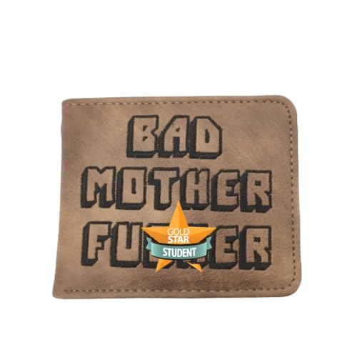 Embroidered Bad Mother Leather Wallet bad mother f ker wallet leather (brown)