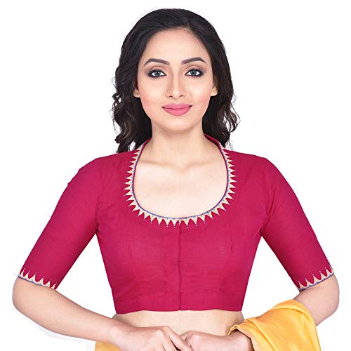 Image of RENE Women's Cotton Embroidered Half Sleeve Blouse