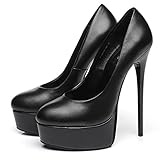 valentino giaro plateau high heels pumps  GIARO Galana 1001 Premium High-Heels für Damen - Elegante Stöckelschuhe - Damenschuhe mit hohem Absatz - verführerische Schuhe mit Stilettoabsatz - Pumps in 3 Farben (Schwarz Matt, Numeric_44)