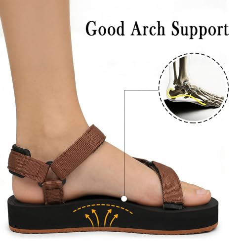 Image of Sport Walking Water Sandals for Women with Arch Support & Adjustable Straps Platform Sandals Women Height Increase