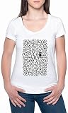 Material blando La Búho En Místico Árbol Mujeres Camiseta De Manga Corta Blanco Cuello Redondo Women T-Shirt White Round Neck XS