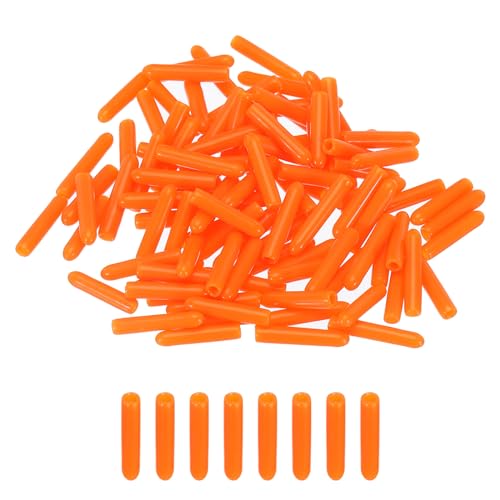 Image of MECCANIXITY 100pcs 2mm Rubber End Caps Cover PVC Vinyl Screw Thread Protector Round Wire Shelf Caps for Screw Bolt Pipe Fence Post, Orange