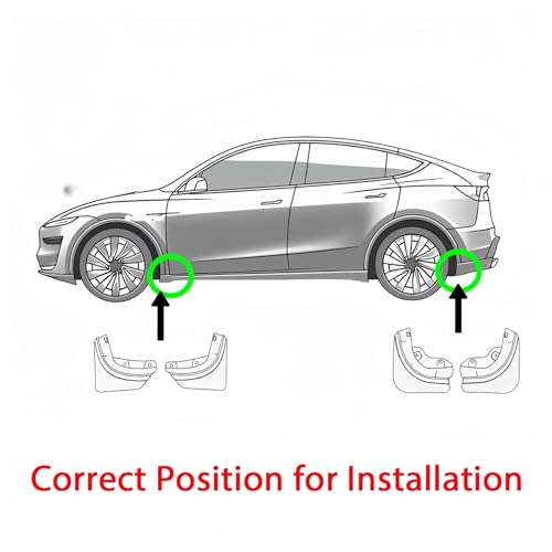 Guardabarros para Tesla Model Y 2025 de fijación con cinta y sin perforación 3