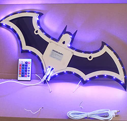 Bat Night Light Superhero LED Signal Cool Lamp with 16 Colors Remote Control Wall Sconce Acrylic Engraved Neon Sign Light Room Wall Decor for Bedroom Party Birthday Xmas Gifts (Black Bat) - image 6