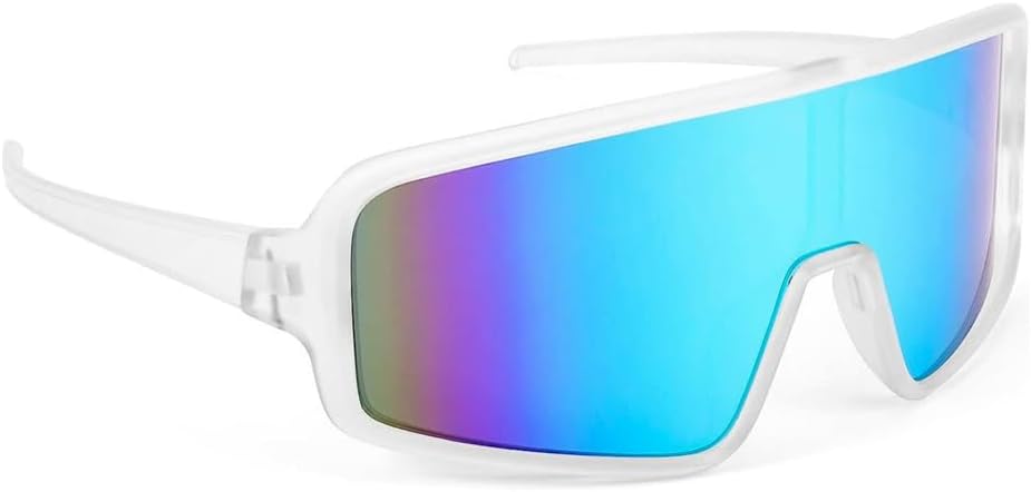 White Shield Oversized Wraparound Sports Sunglasses for Men Women Outdoor One Piece Rave Mirrored Reflective 80's 90's Visor Mirror Sport Glasses - Image 2