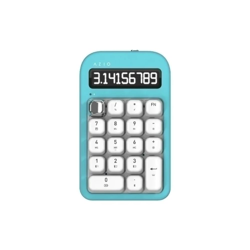 AZIO IZO Wireless Mechanical Calculator &amp; Number Pad (Mint/Silver) - Bluetooth 5.0 &amp; USB, Gateron-Red Mechanical Switch, 9 Backlight Modes, Rechargeable, PC &amp; Mac Compatible, Mint Daisy (IN409)