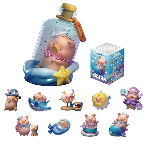 Image of TOYZERO + Lulu The Piggy Blind Box Figures - Ocean Series Blind Boxes Mystery Box Cute Animal Figures Collectibles Home Desk Decorations Holiday Birthday Gifts, Singel Box
