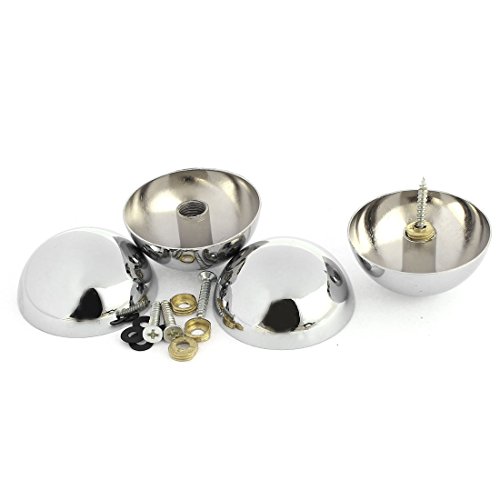 Aexit 4 Pcs Quality Parts 46mm Dia 20mm Height Zinc Alloy Semicircle Glass Mirror Nail Fittings Silver Tone Model:39as146qo283