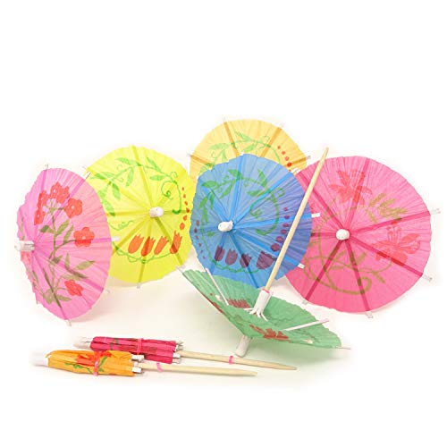 Honbay 144Pcs Assorted Colors Paper Parasol Umbrella Cocktail Picks Cupcake Toppers For Hawaiian Party, Summer Beach Or Pool Party, Birthday Party, Bars, Restaurants And More #TOP11