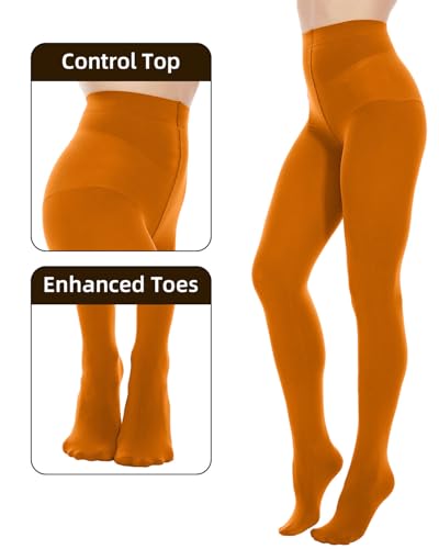 Image of Citystl Opaque Black Tights for Women, 80D Tummy Compression Plus Size Tights, Control Top Microfiber Pantyhose for women