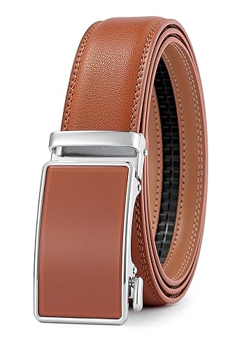 Image of Lingli Men's Belt,Ratchet Dress Belt with Automatic Buckle Brown /Black-Trim to Fit-35mm wide