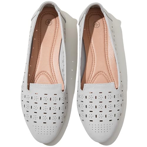 Rominz Women's Flats Shoes Comfortable Black PU Leather Ballet Flats for Women Casual Round Toe Dress Shoes Slip on Shoes Lightweight Foldable