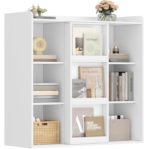 HEXCELEN Bibliothèque, Étagère de Rangement avec Porte Coulissantes, Meuble de Rangement, pour...