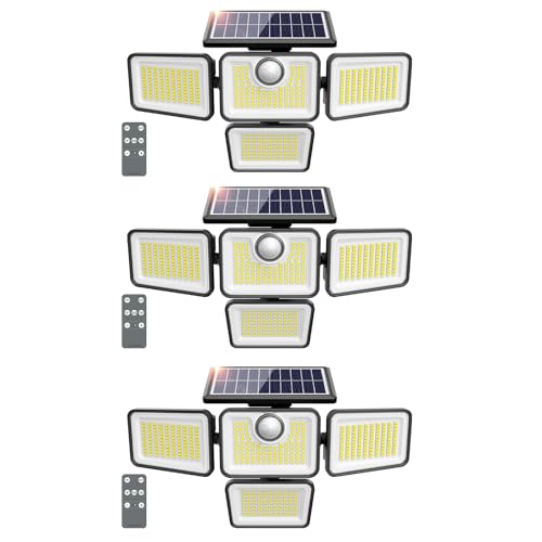 Lampe solaire extérieur avec détecteur de mouvement 413 LED et télécommande 3 modes