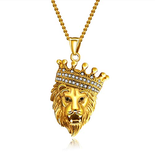 Collier lion gothique doré pour homme, le cadeau punk vintage idéal