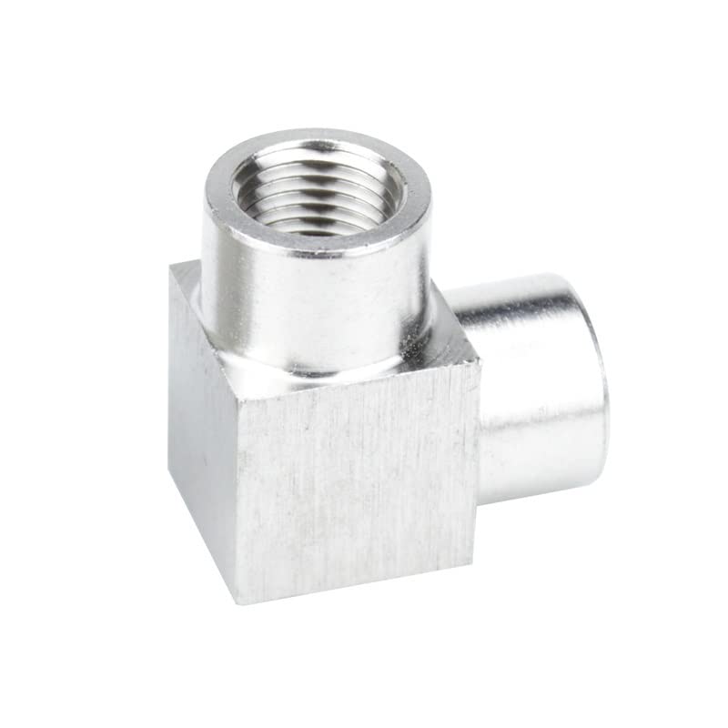Gomito Filettato Ottone Raccordo a T for tubi ad alta pressione a gomito a 3 vie in acciaio inossidabile con filettatura maschio femmina (Color : Elbow Female, Size : 3/8")