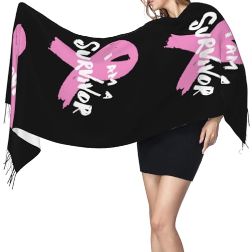Breast Cancer Awareness Tassel Scarf, Winter Warm Scarves Shawls Blanket For Women3