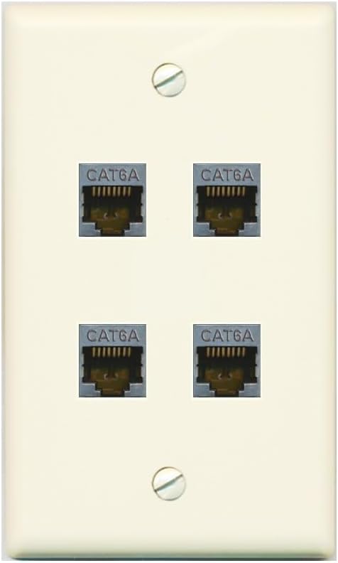 RiteAV - 4 Port Cat6A Ethernet Wall Plate - Flat Style [Stainless Steel]