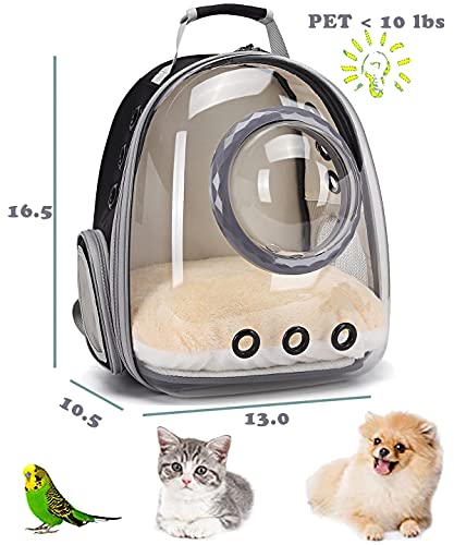 ORIZZP Bubble Cat Carrier Backpack Transparent Pet Carrier Backpack for Small Puppy and Bunny (Black, Backpack) - Thumbnail 2